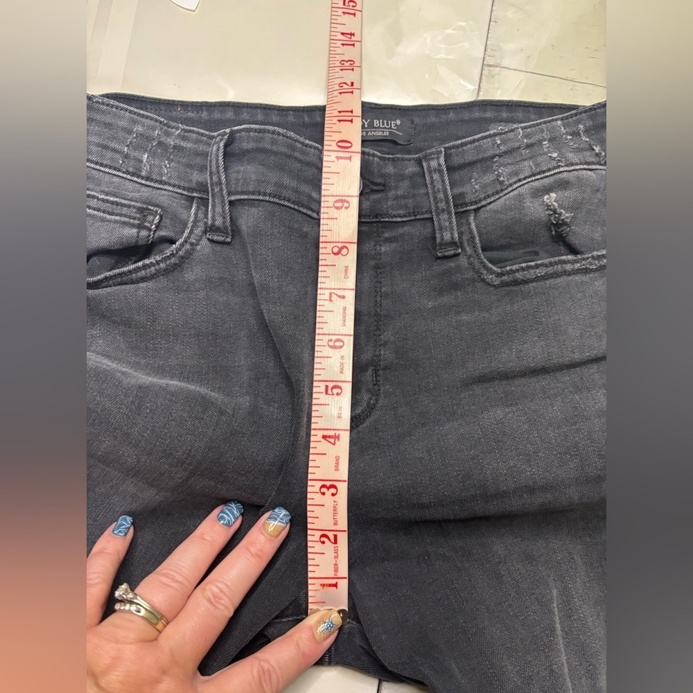 Judy Blue Jeans Womens 9/29 Skinny Fit Distressed Buffalo Plaid Dark Gray Wash - Picture 5 of 8